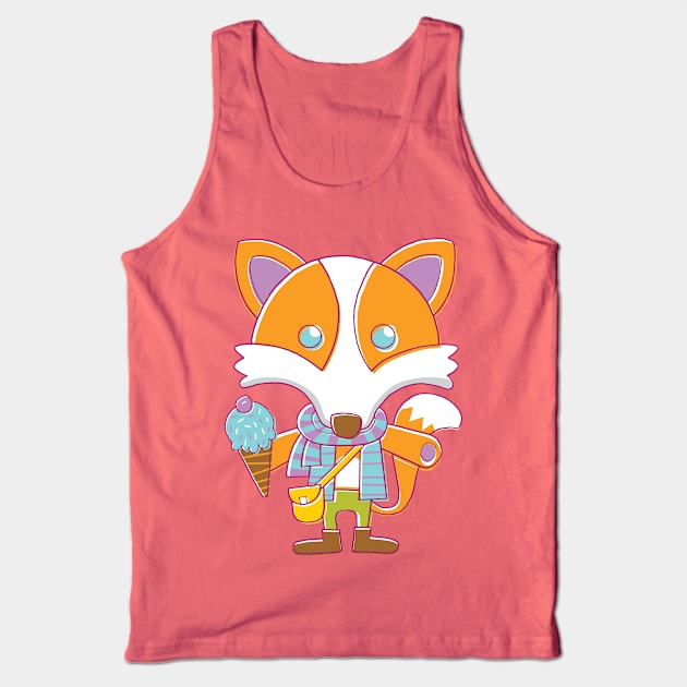 Fox with Ice Cream Tank Top by vaughanduck